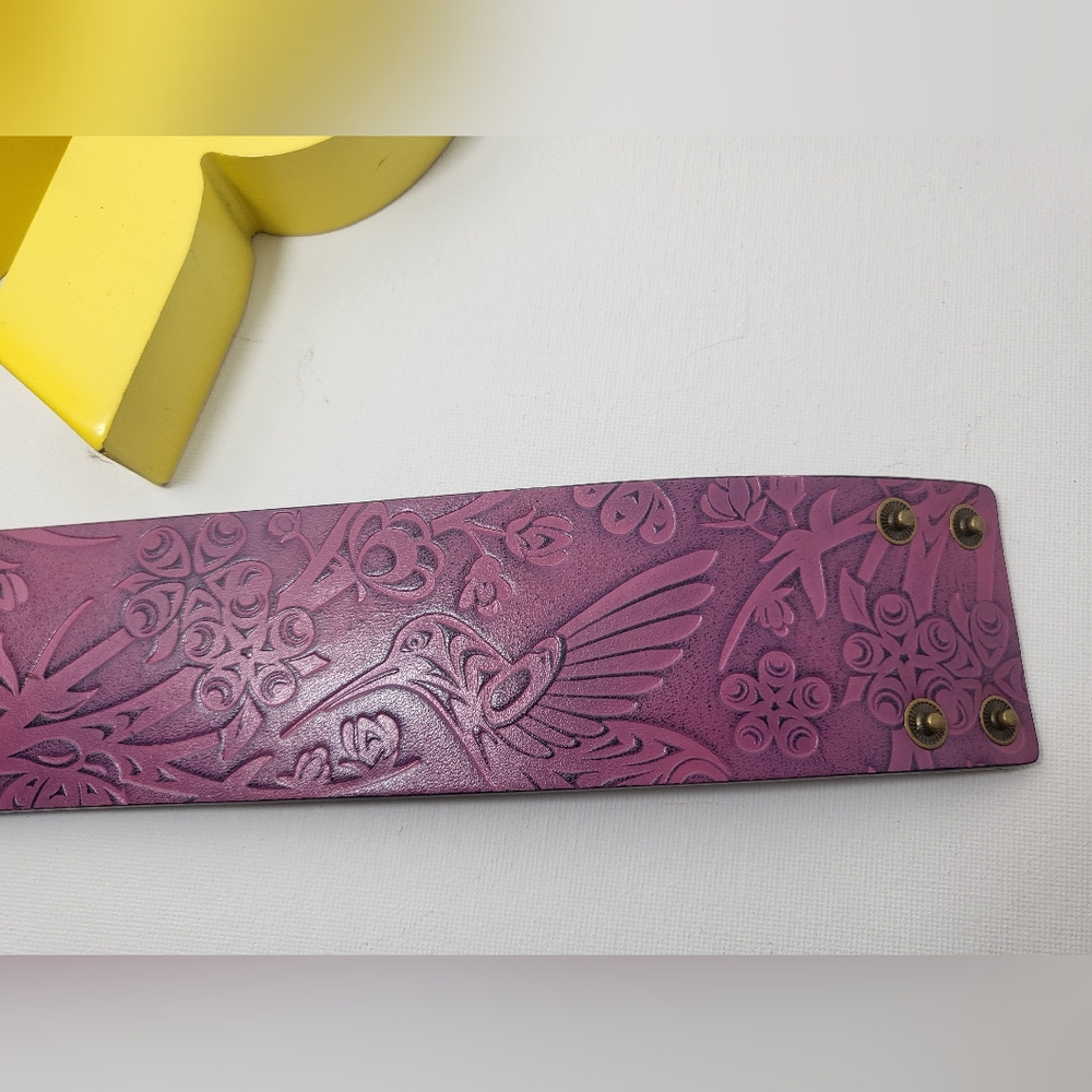 🛍️ LEATHER CUFF Bracelet Hummingbird - Picture 3 of 8